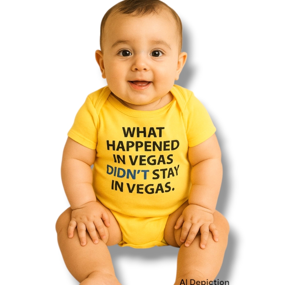 Funny Vegas Baby Onesie Yellow Monkey Bars 6/9M Graphic Snap Infant Bodysuit